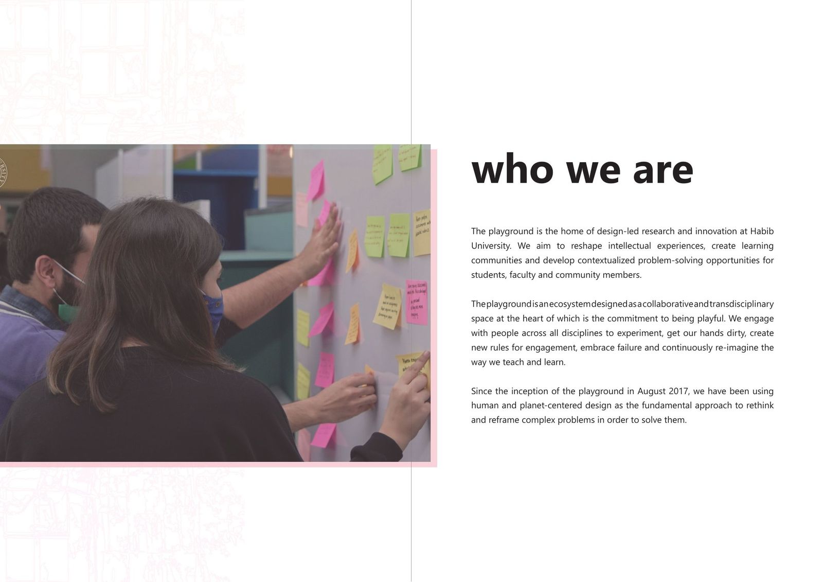Who we are, from the opening pages of the journal.