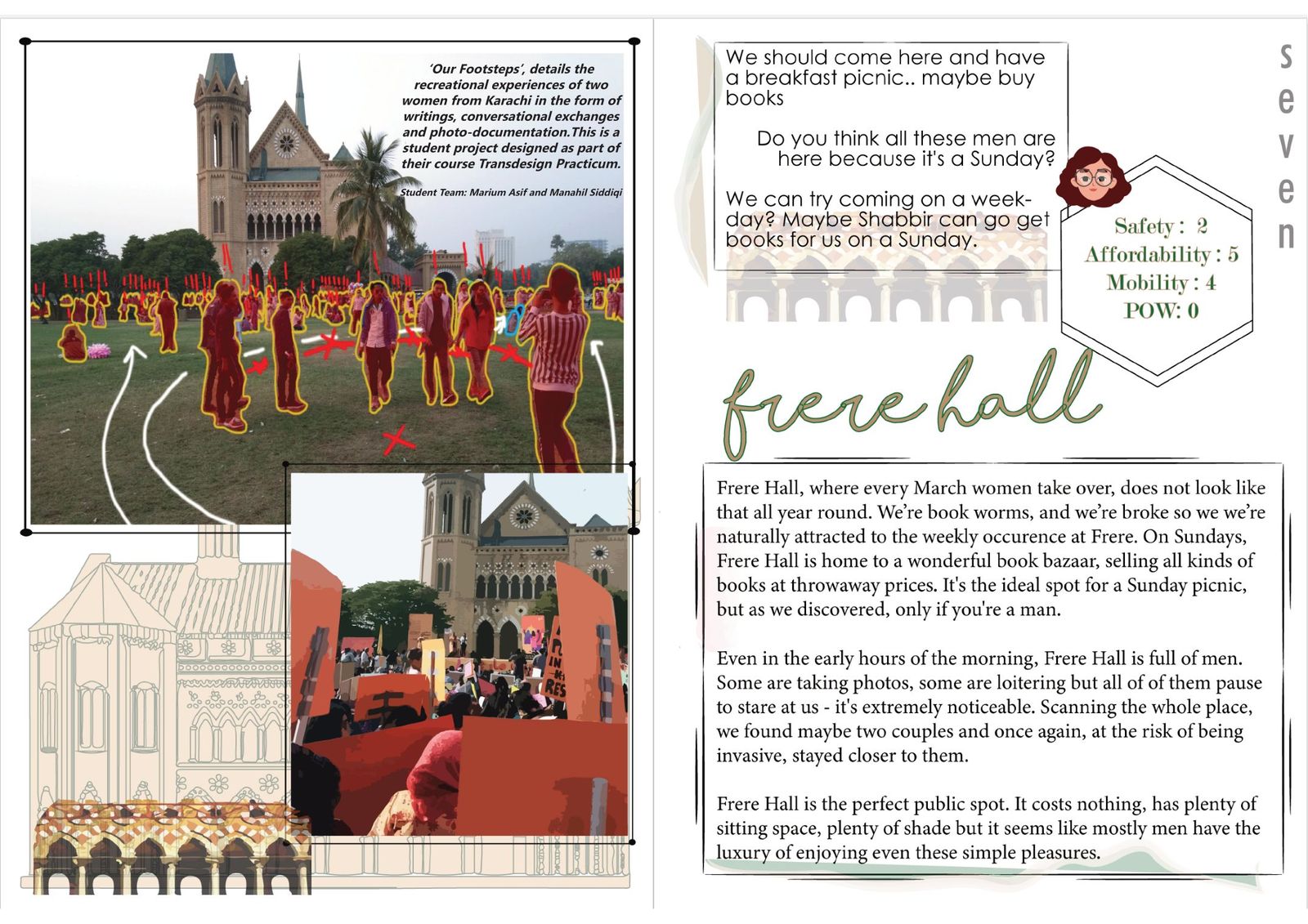 A student project on women’s weekend outings at Frere Hall in Karachi.